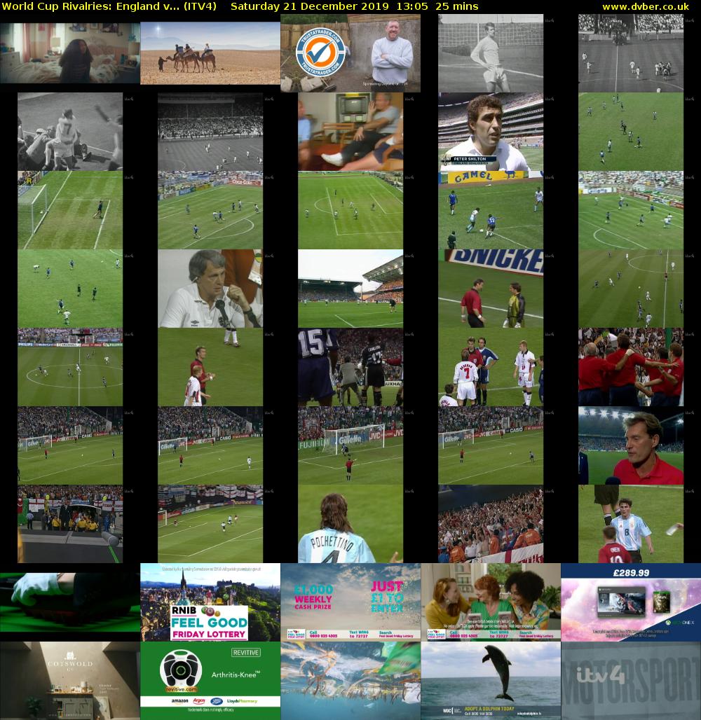 World Cup Rivalries: England v... (ITV4) Saturday 21 December 2019 13:05 - 13:30