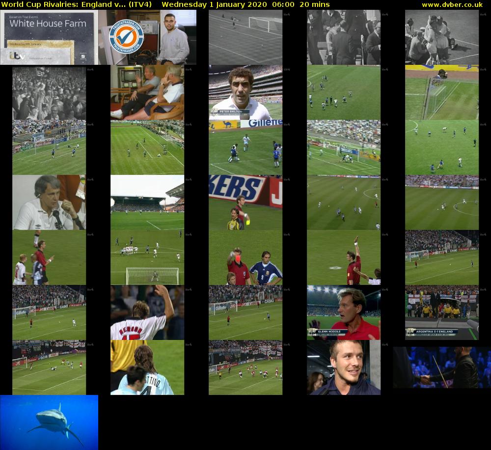 World Cup Rivalries: England v... (ITV4) Wednesday 1 January 2020 06:00 - 06:20