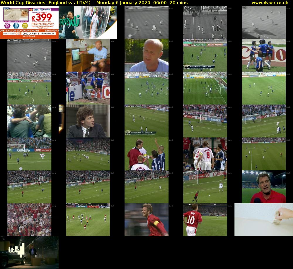 World Cup Rivalries: England v... (ITV4) Monday 6 January 2020 06:00 - 06:20