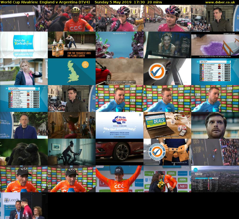 World Cup Rivalries: England v Argentina (ITV4) Sunday 5 May 2019 17:30 - 17:50