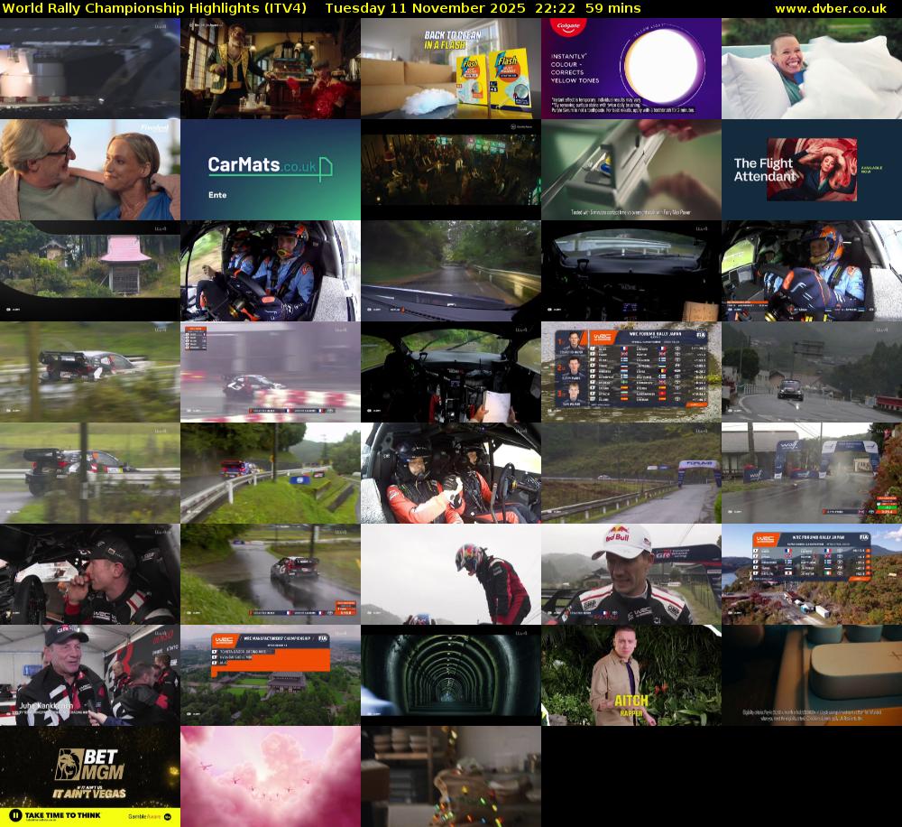 World Rally Championship Highlights (ITV4) Tuesday 11 November 2025 22:22 - 23:21