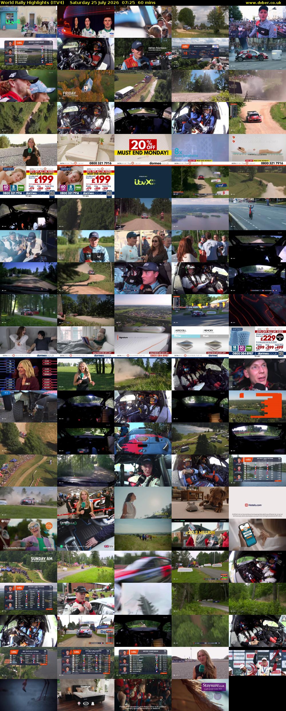 World Rally Highlights (ITV4) Saturday 25 July 2026 07:25 - 08:25