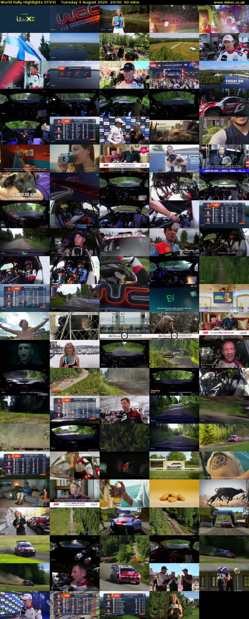 World Rally Highlights (ITV4) Tuesday 4 August 2026 20:00 - 21:00