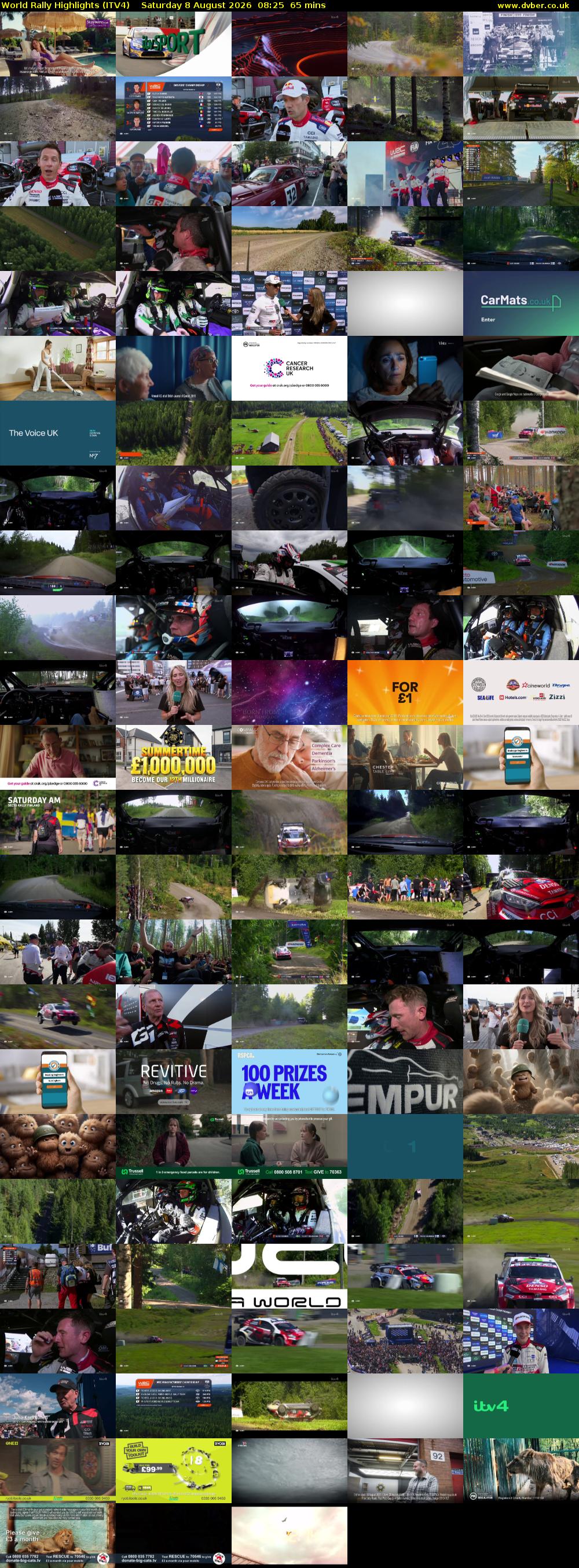 World Rally Highlights (ITV4) Saturday 8 August 2026 08:25 - 09:30