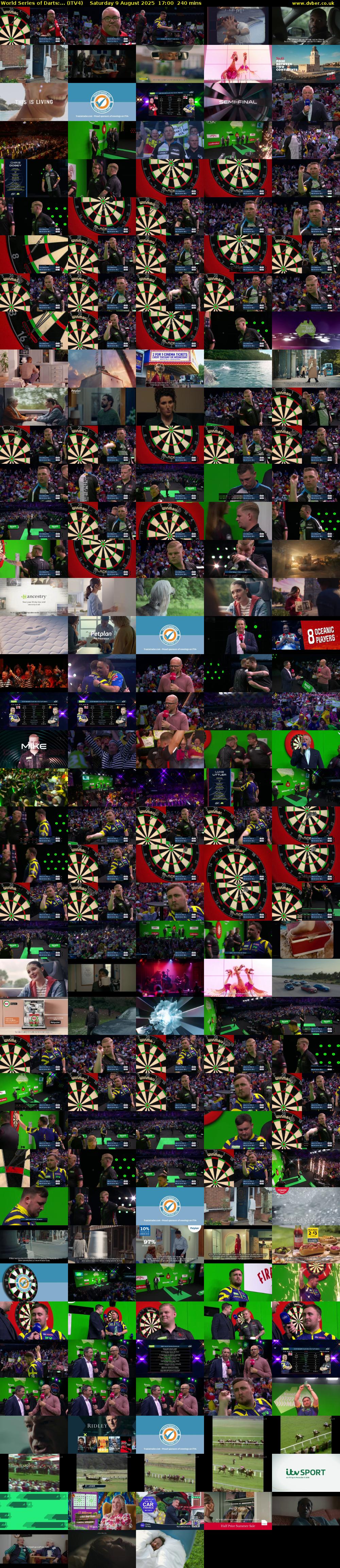 World Series of Darts:... (ITV4) Saturday 9 August 2025 17:00 - 21:00