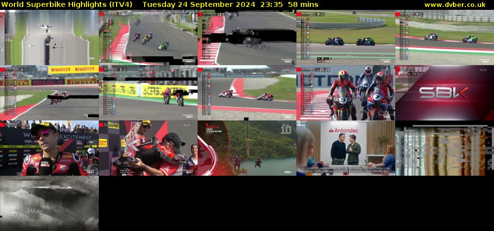 World Superbike Highlights (ITV4) Tuesday 24 September 2024 23:35 - 00:33