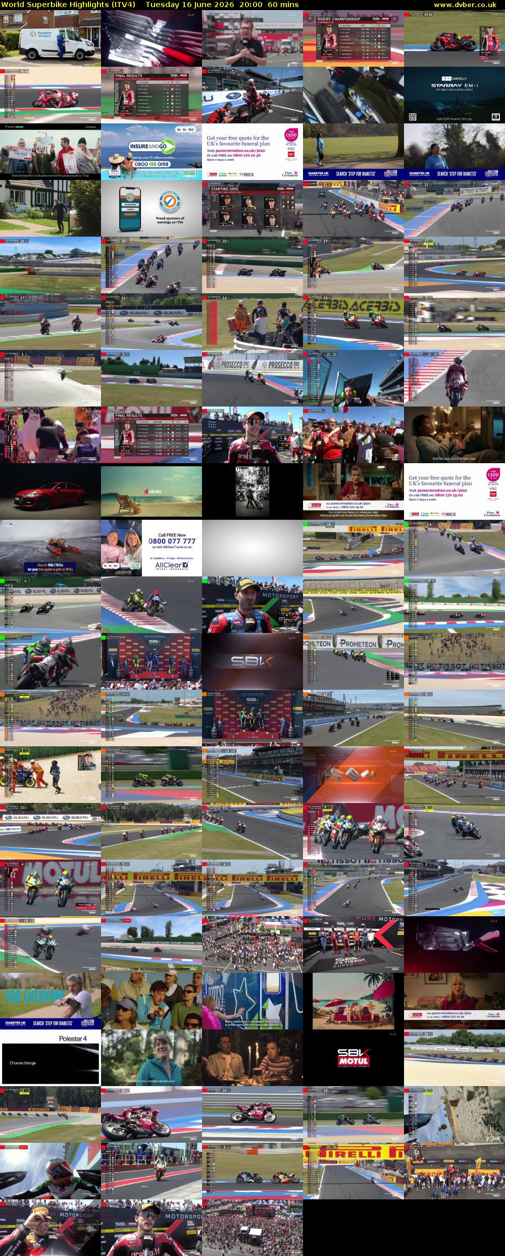 World Superbike Highlights (ITV4) Tuesday 16 June 2026 20:00 - 21:00
