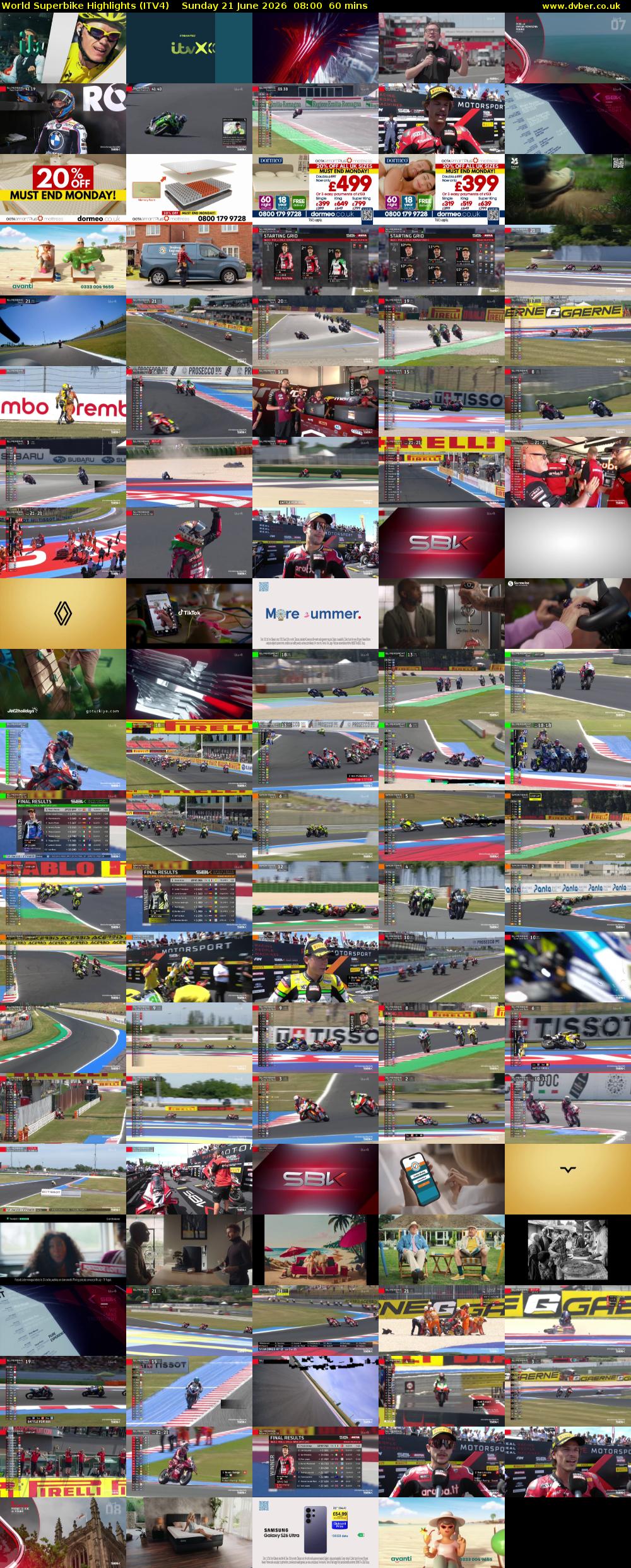 World Superbike Highlights (ITV4) Sunday 21 June 2026 08:00 - 09:00