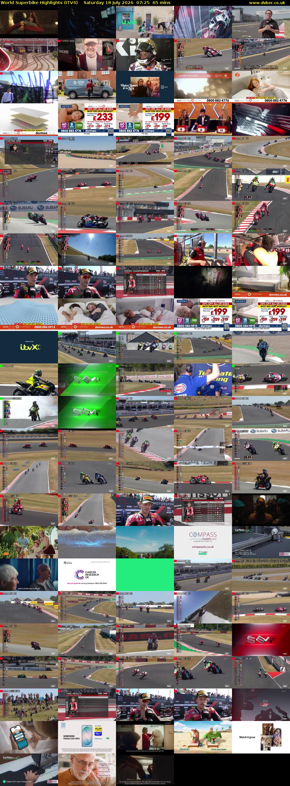 World Superbike Highlights (ITV4) Saturday 18 July 2026 07:25 - 08:30