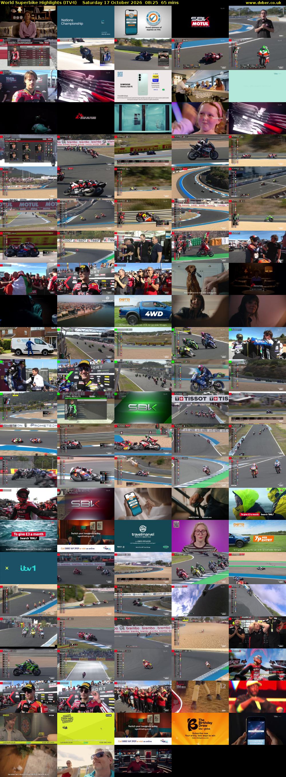 World Superbike Highlights (ITV4) Saturday 17 October 2026 08:25 - 09:30