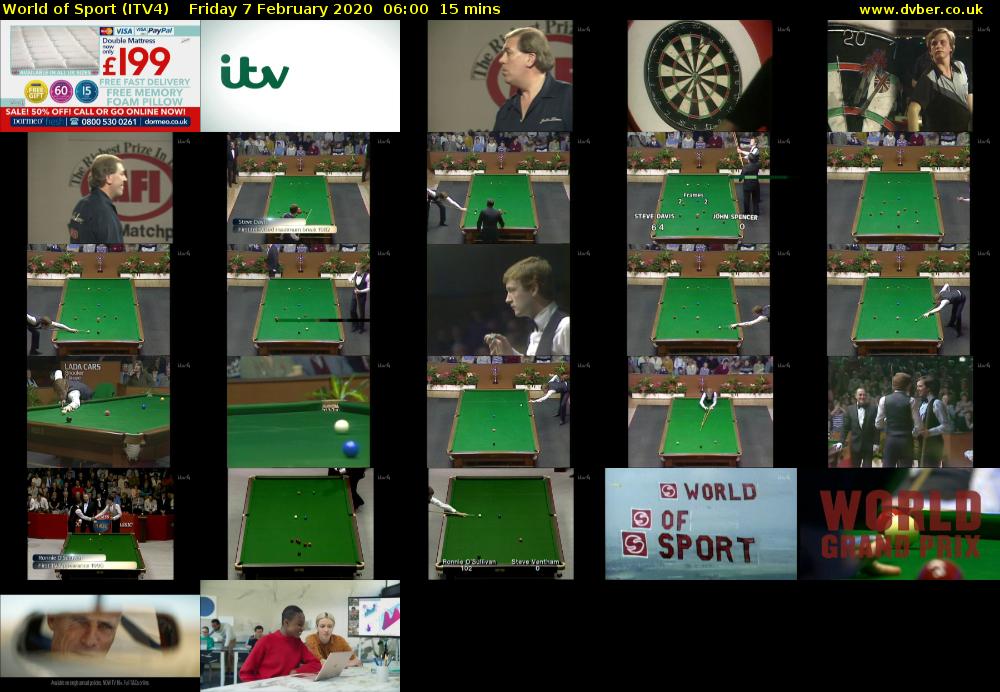 World of Sport (ITV4) Friday 7 February 2020 06:00 - 06:15