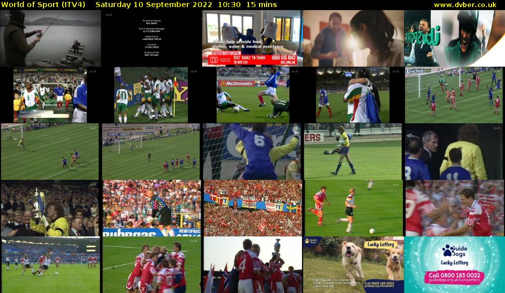 World of Sport (ITV4) Saturday 10 September 2022 10:30 - 10:45