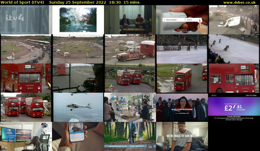 World of Sport (ITV4) Sunday 25 September 2022 18:30 - 18:45