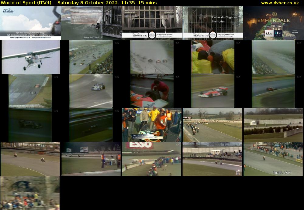 World of Sport (ITV4) Saturday 8 October 2022 11:35 - 11:50