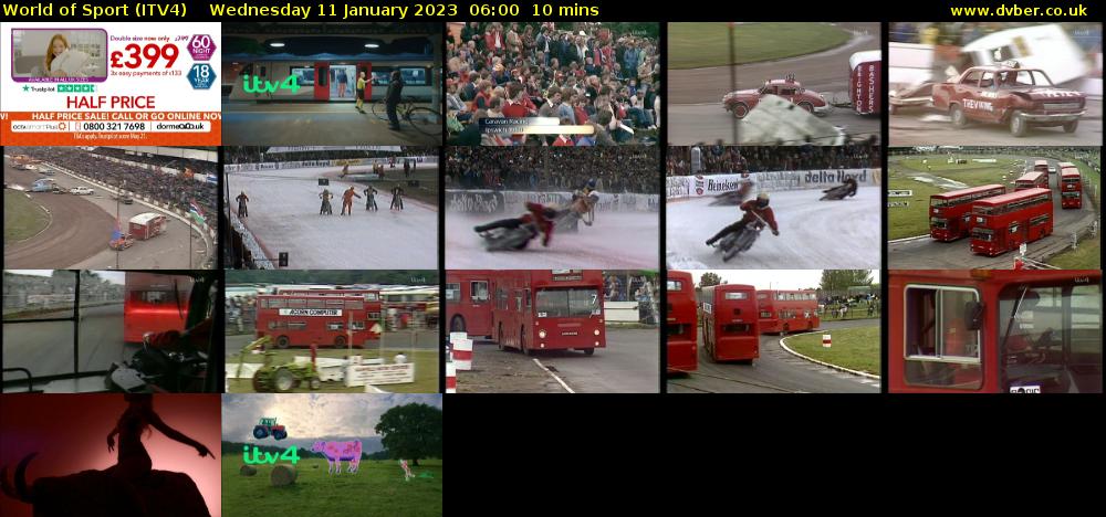 World of Sport (ITV4) Wednesday 11 January 2023 06:00 - 06:10