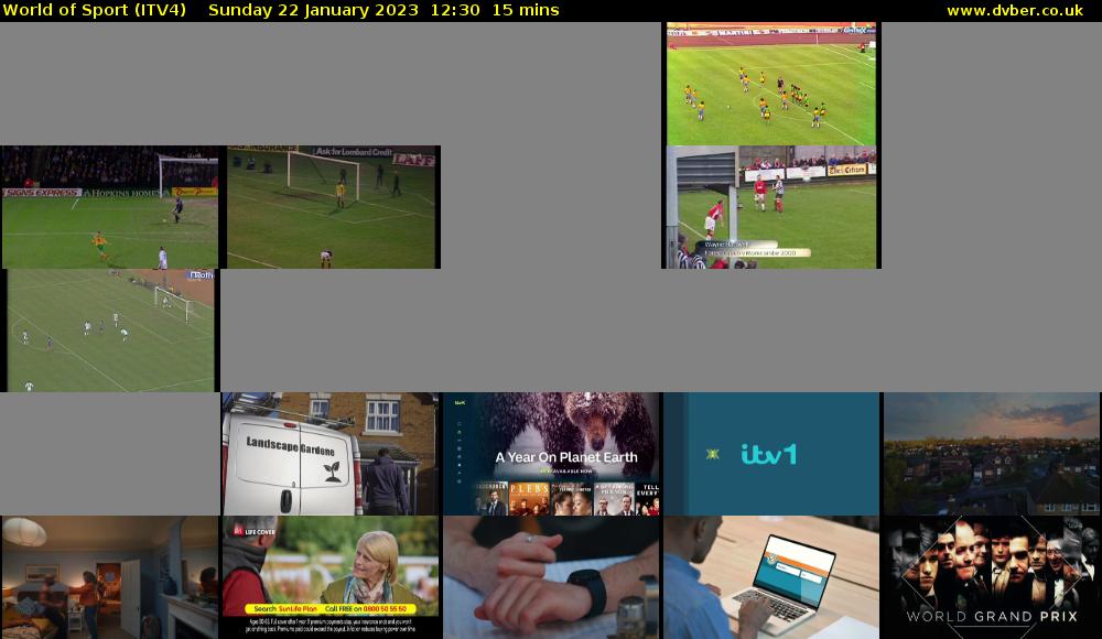 World of Sport (ITV4) Sunday 22 January 2023 12:30 - 12:45