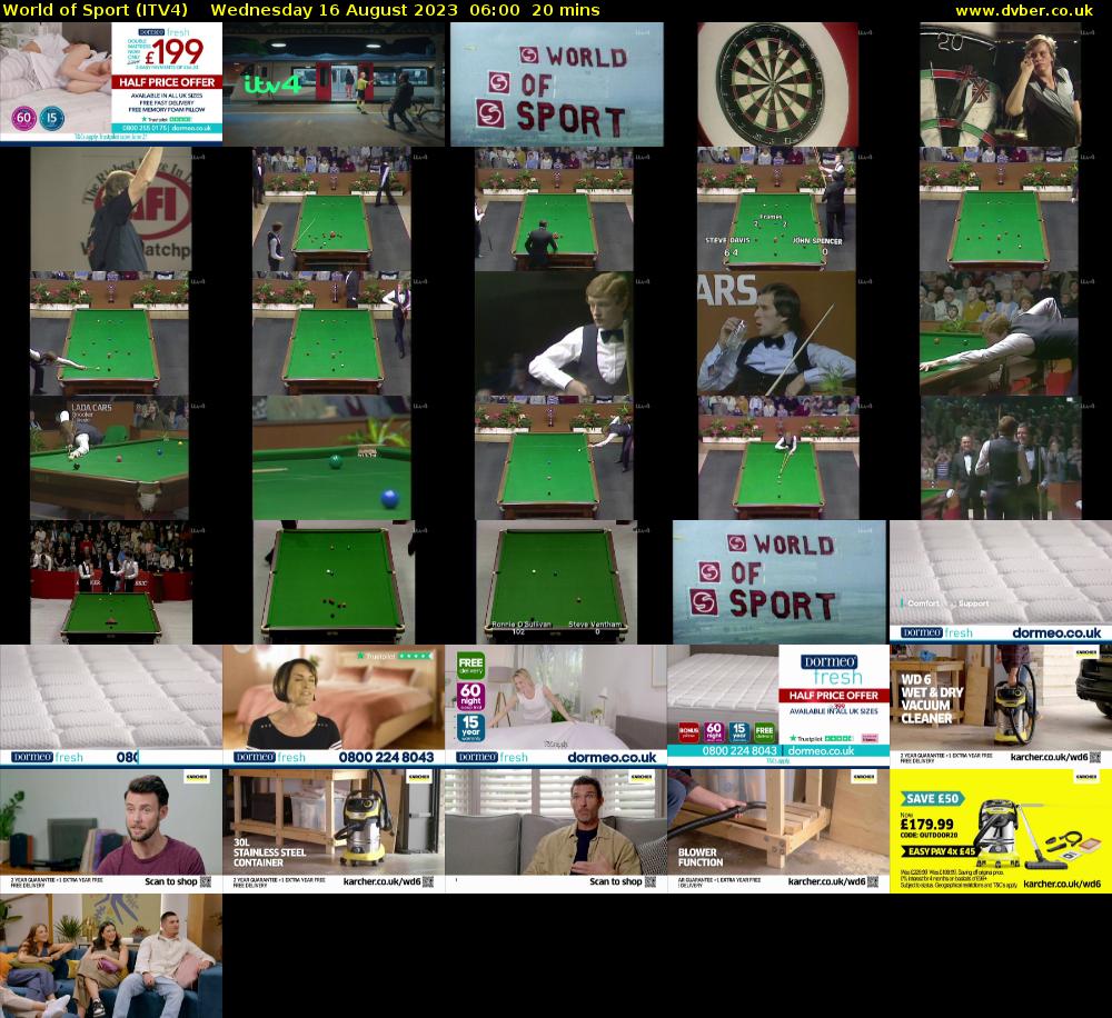 World of Sport (ITV4) Wednesday 16 August 2023 06:00 - 06:20