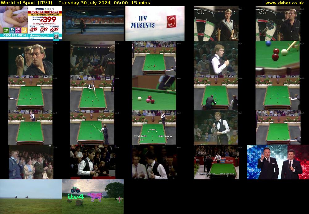 World of Sport (ITV4) Tuesday 30 July 2024 06:00 - 06:15