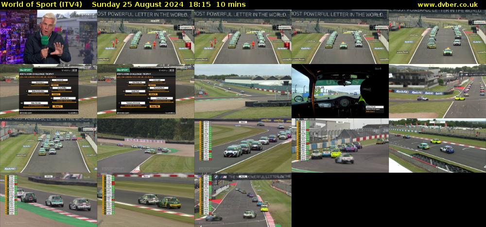 World of Sport (ITV4) Sunday 25 August 2024 18:15 - 18:25