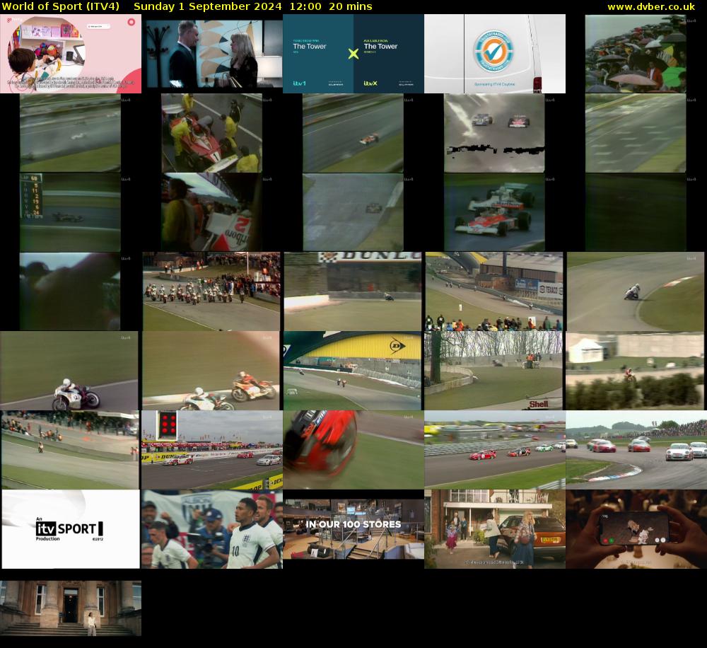 World of Sport (ITV4) Sunday 1 September 2024 12:00 - 12:20