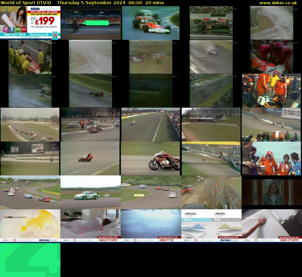 World of Sport (ITV4) Thursday 5 September 2024 06:00 - 06:20