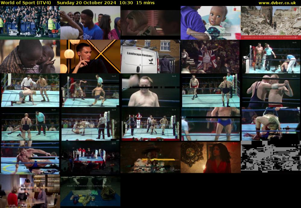 World of Sport (ITV4) Sunday 20 October 2024 10:30 - 10:45