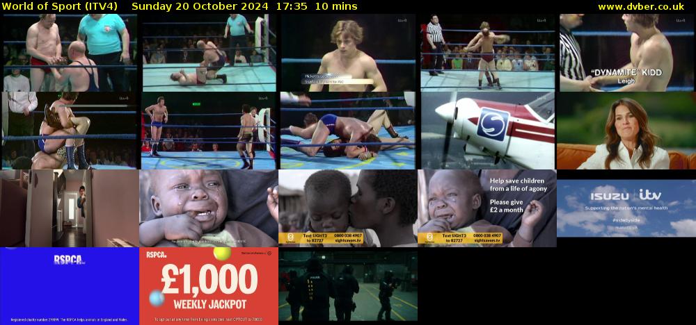 World of Sport (ITV4) Sunday 20 October 2024 17:35 - 17:45