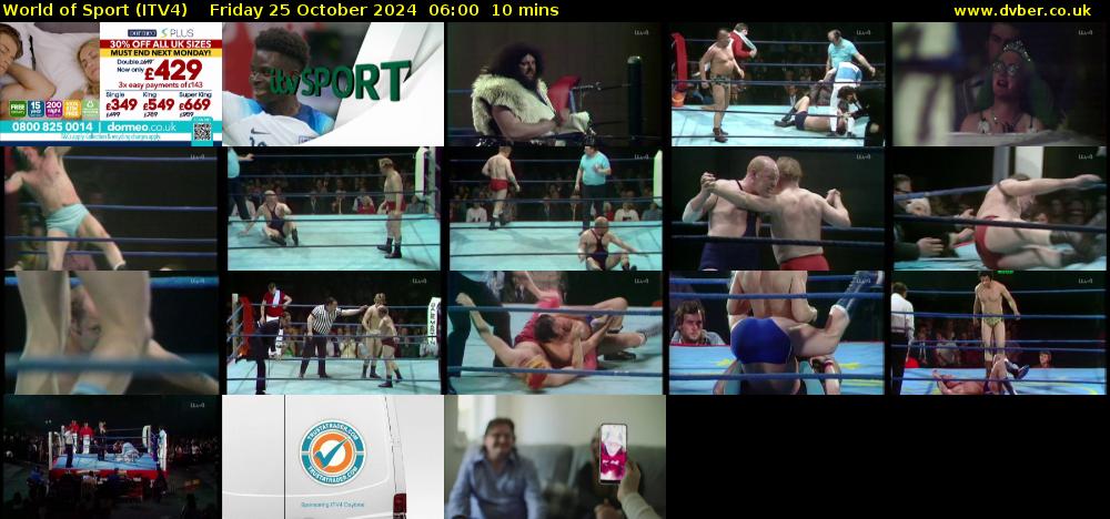 World of Sport (ITV4) Friday 25 October 2024 06:00 - 06:10