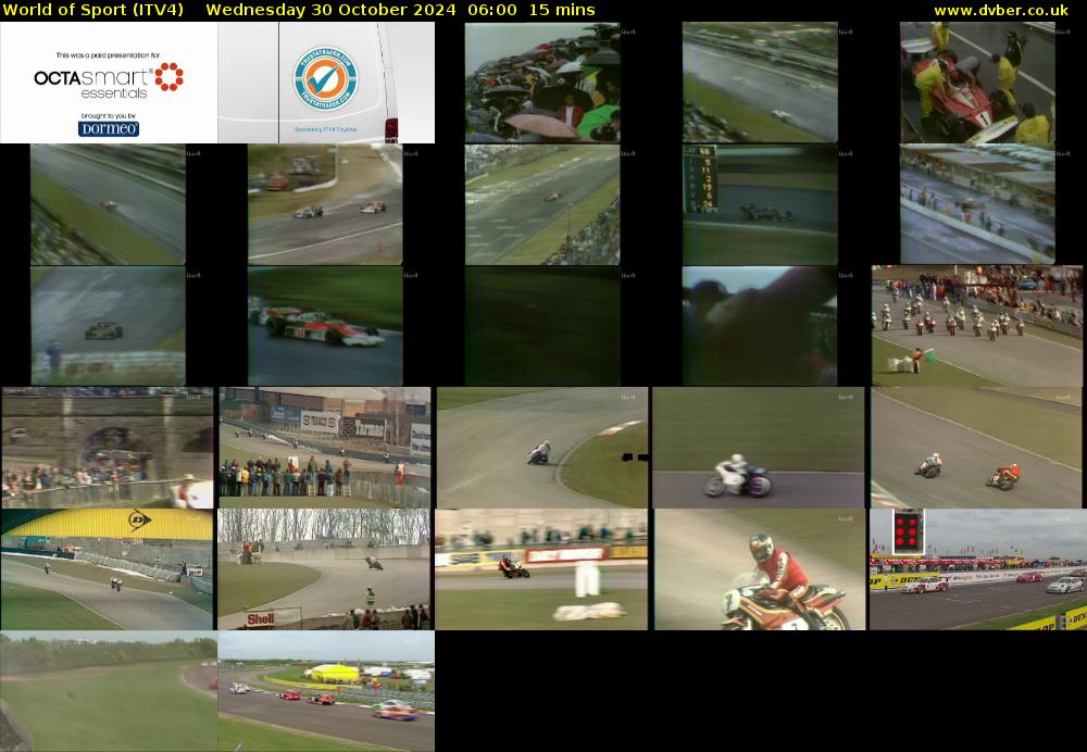 World of Sport (ITV4) Wednesday 30 October 2024 06:00 - 06:15
