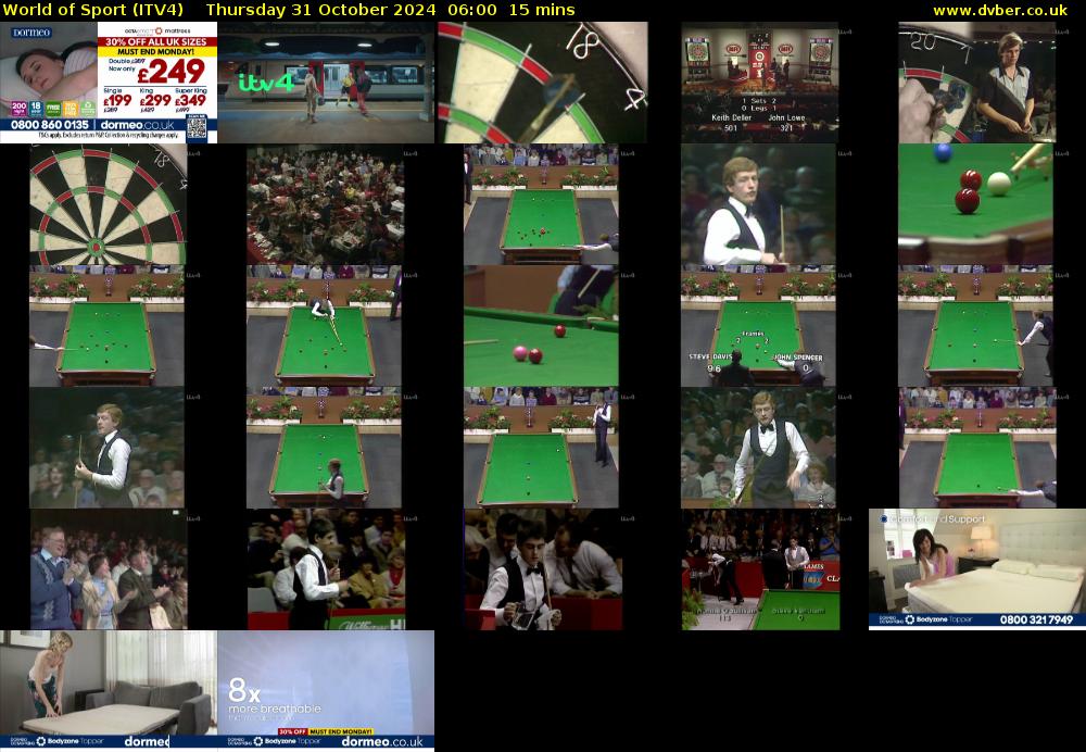 World of Sport (ITV4) Thursday 31 October 2024 06:00 - 06:15