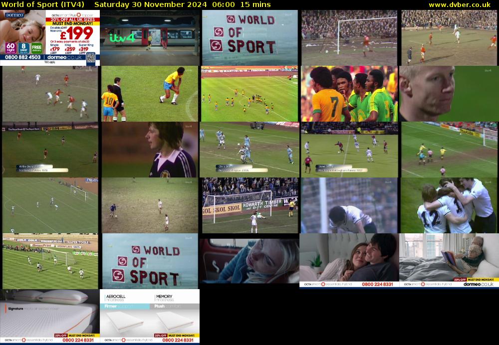 World of Sport (ITV4) Saturday 30 November 2024 06:00 - 06:15