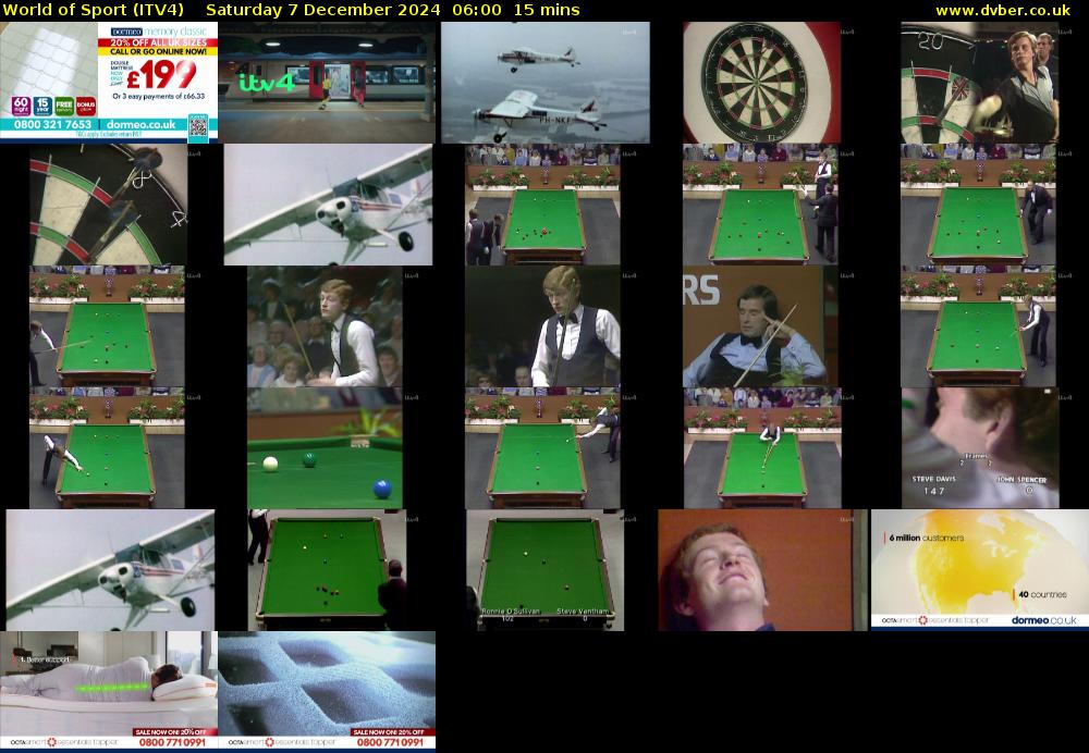 World of Sport (ITV4) Saturday 7 December 2024 06:00 - 06:15