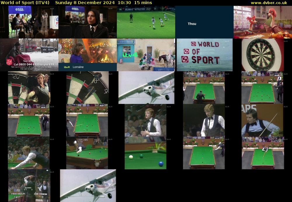 World of Sport (ITV4) Sunday 8 December 2024 10:30 - 10:45