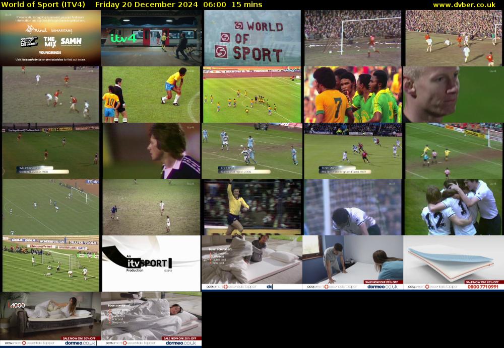 World of Sport (ITV4) Friday 20 December 2024 06:00 - 06:15