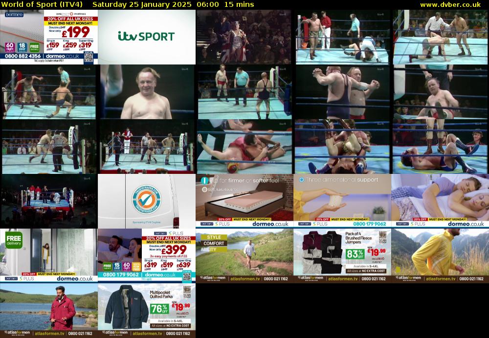 World of Sport (ITV4) Saturday 25 January 2025 06:00 - 06:15