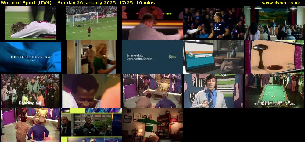 World of Sport (ITV4) Sunday 26 January 2025 17:25 - 17:35