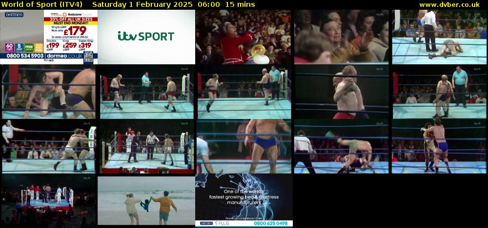 World of Sport (ITV4) Saturday 1 February 2025 06:00 - 06:15