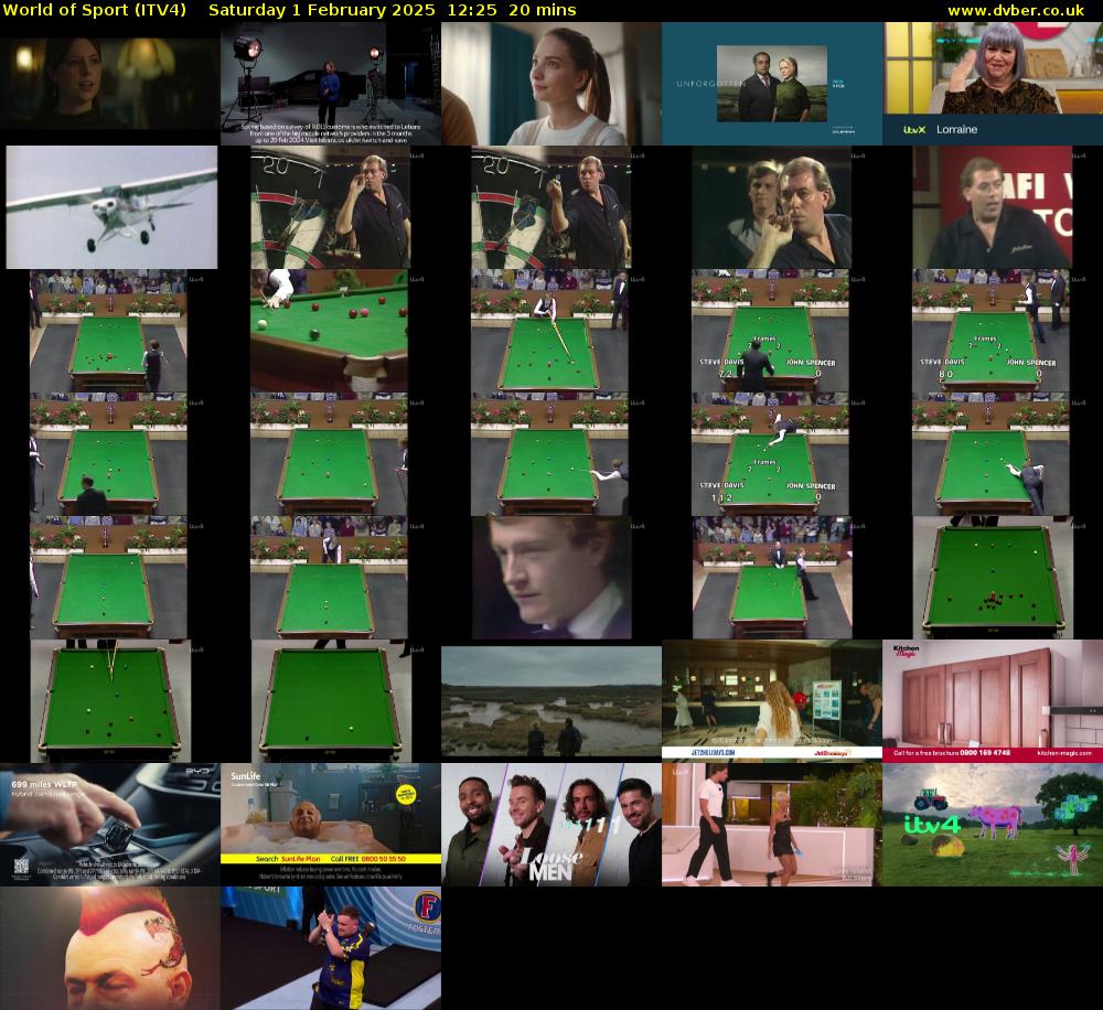 World of Sport (ITV4) Saturday 1 February 2025 12:25 - 12:45