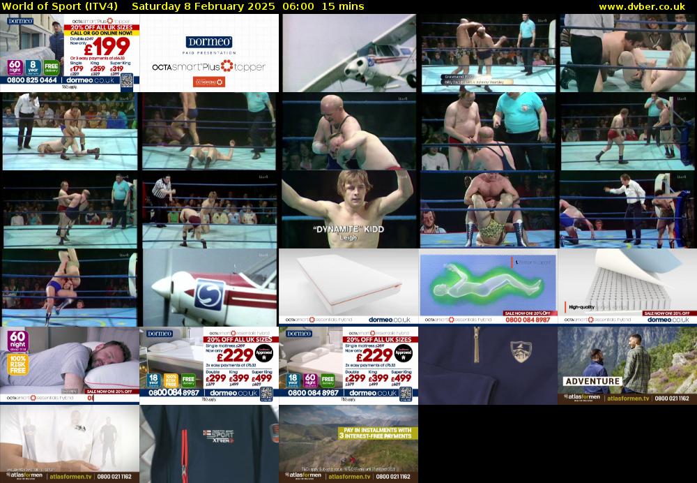 World of Sport (ITV4) Saturday 8 February 2025 06:00 - 06:15
