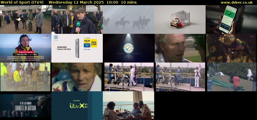 World of Sport (ITV4) Wednesday 12 March 2025 10:00 - 10:10