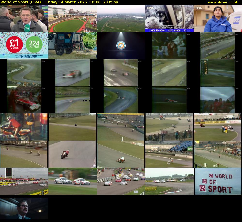 World of Sport (ITV4) Friday 14 March 2025 10:00 - 10:20