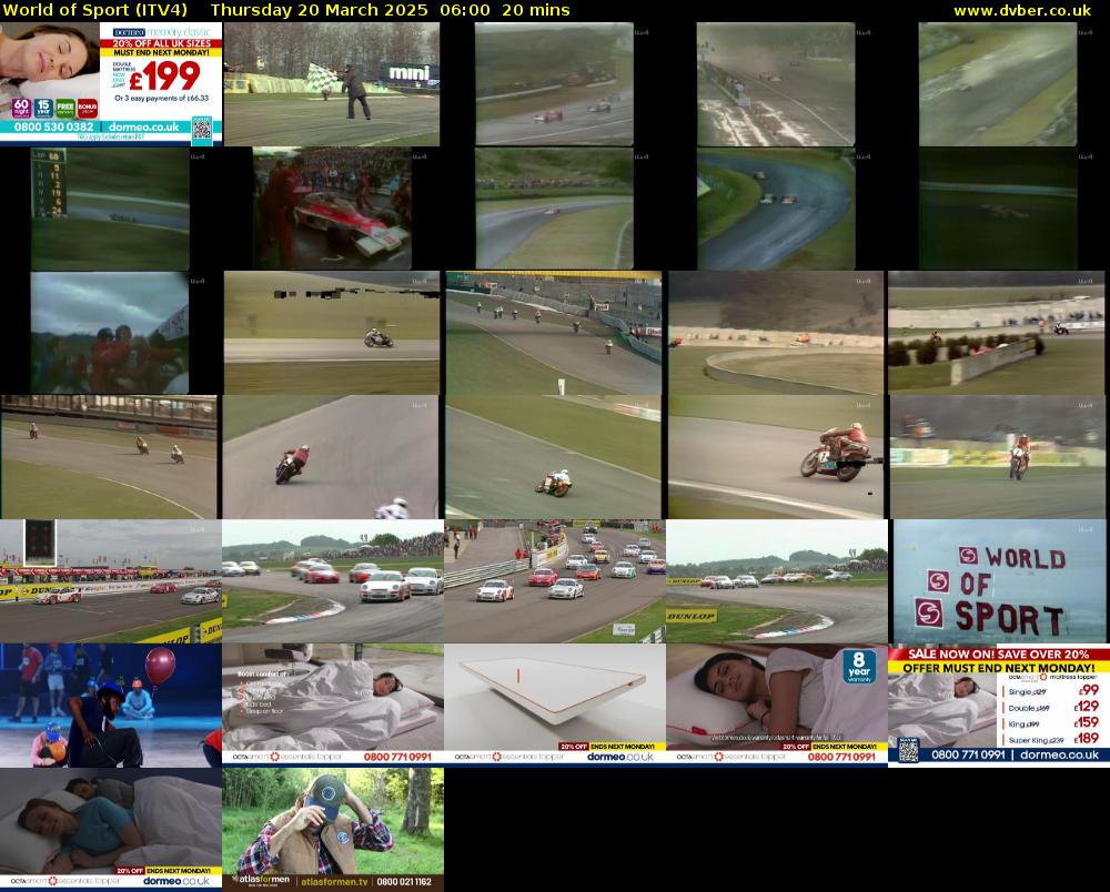 World of Sport (ITV4) Thursday 20 March 2025 06:00 - 06:20