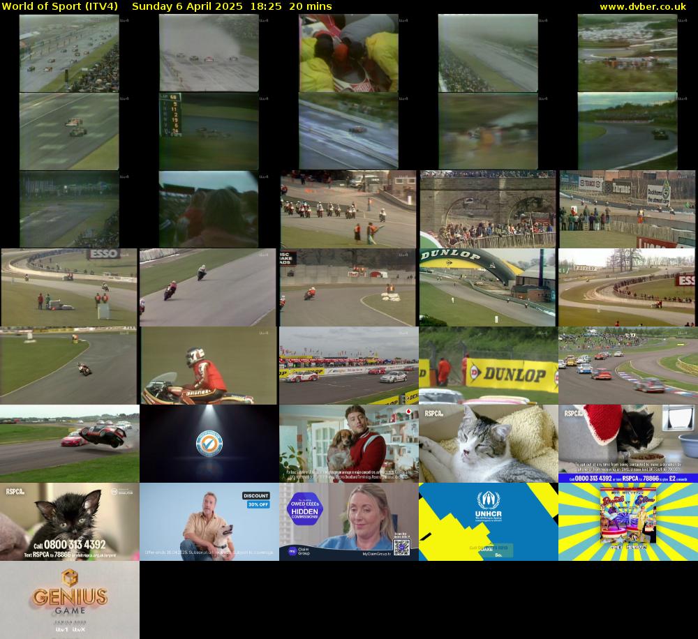 World of Sport (ITV4) Sunday 6 April 2025 18:25 - 18:45