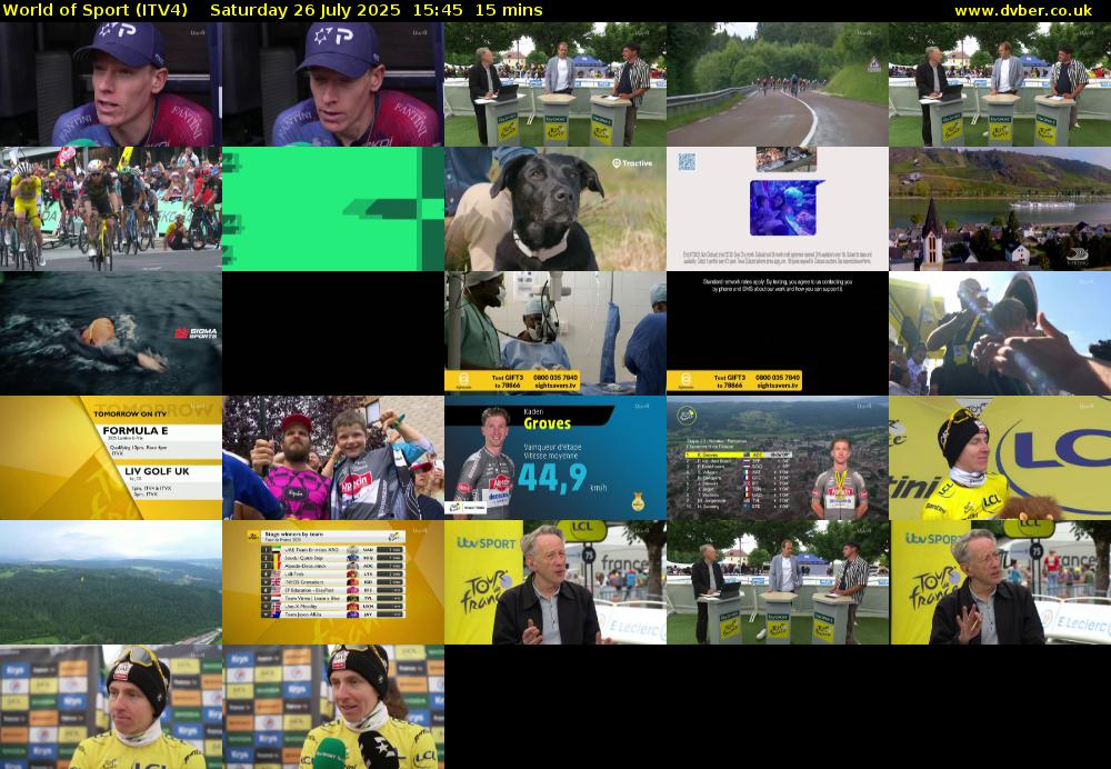 World of Sport (ITV4) Saturday 26 July 2025 15:45 - 16:00