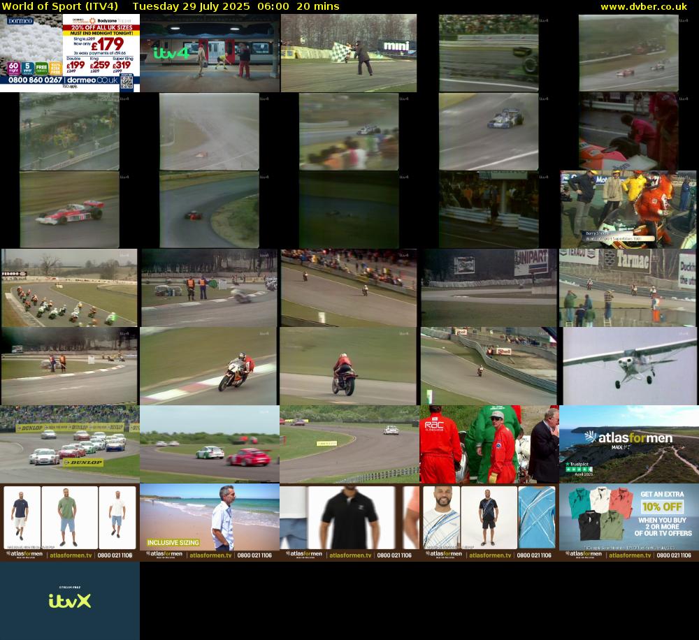World of Sport (ITV4) Tuesday 29 July 2025 06:00 - 06:20