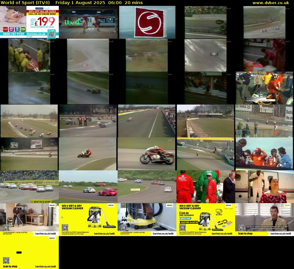 World of Sport (ITV4) Friday 1 August 2025 06:00 - 06:20