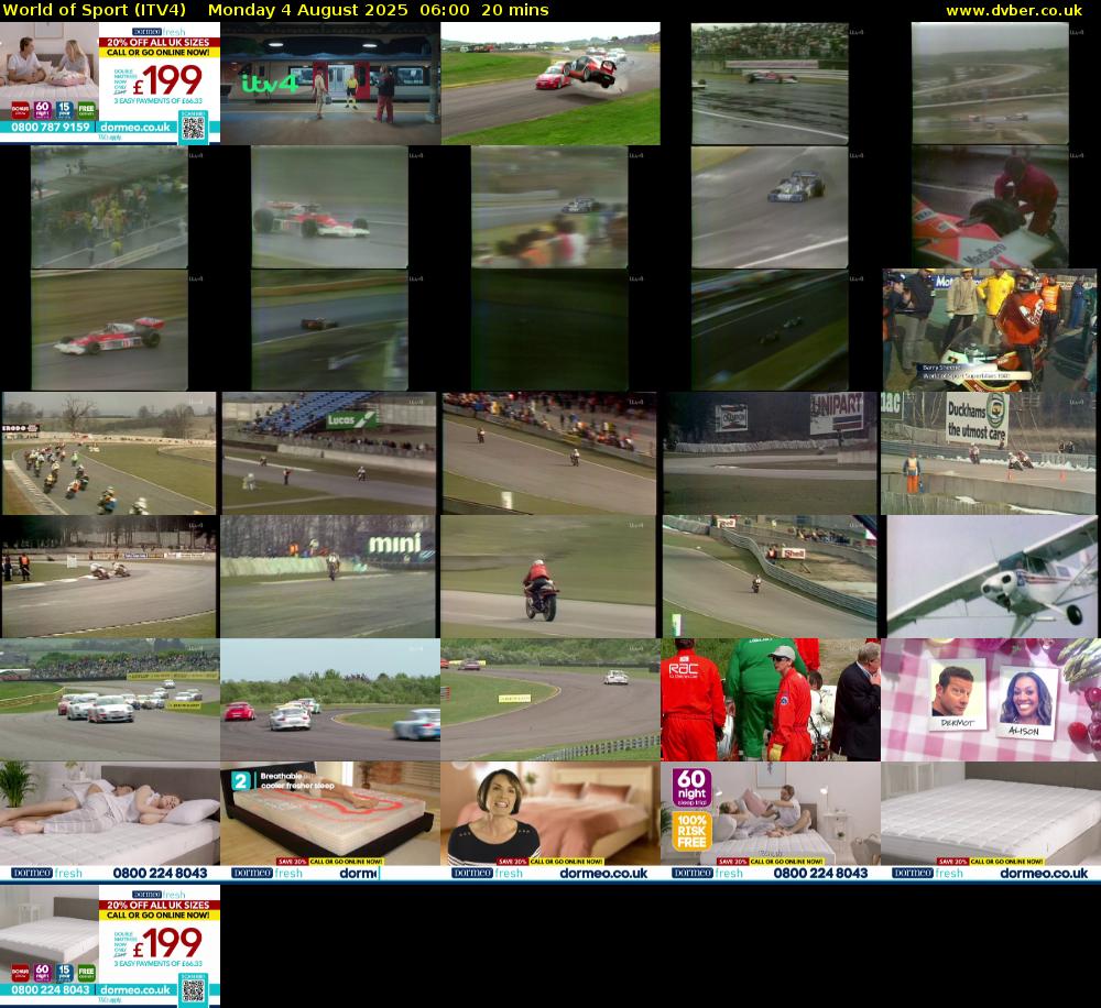 World of Sport (ITV4) Monday 4 August 2025 06:00 - 06:20