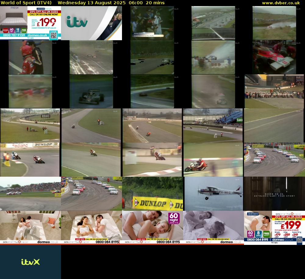 World of Sport (ITV4) Wednesday 13 August 2025 06:00 - 06:20