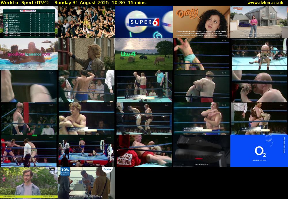 World of Sport (ITV4) Sunday 31 August 2025 10:30 - 10:45