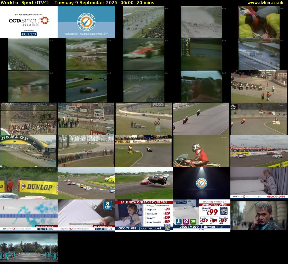 World of Sport (ITV4) Tuesday 9 September 2025 06:00 - 06:20
